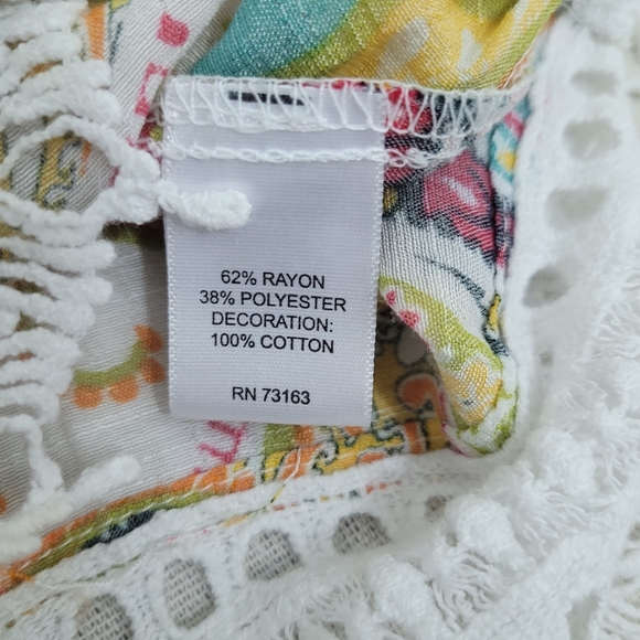 SPENSE Womens Size Medium Multicolored Paisley Pattern BOHEMIAN Lace Fringe EUC - Picture 8 of 12